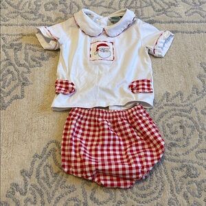 Red and White Checkered Santa Diaper Set